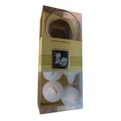 Pack of 6 Vanilla Votive Scented Candles with one 